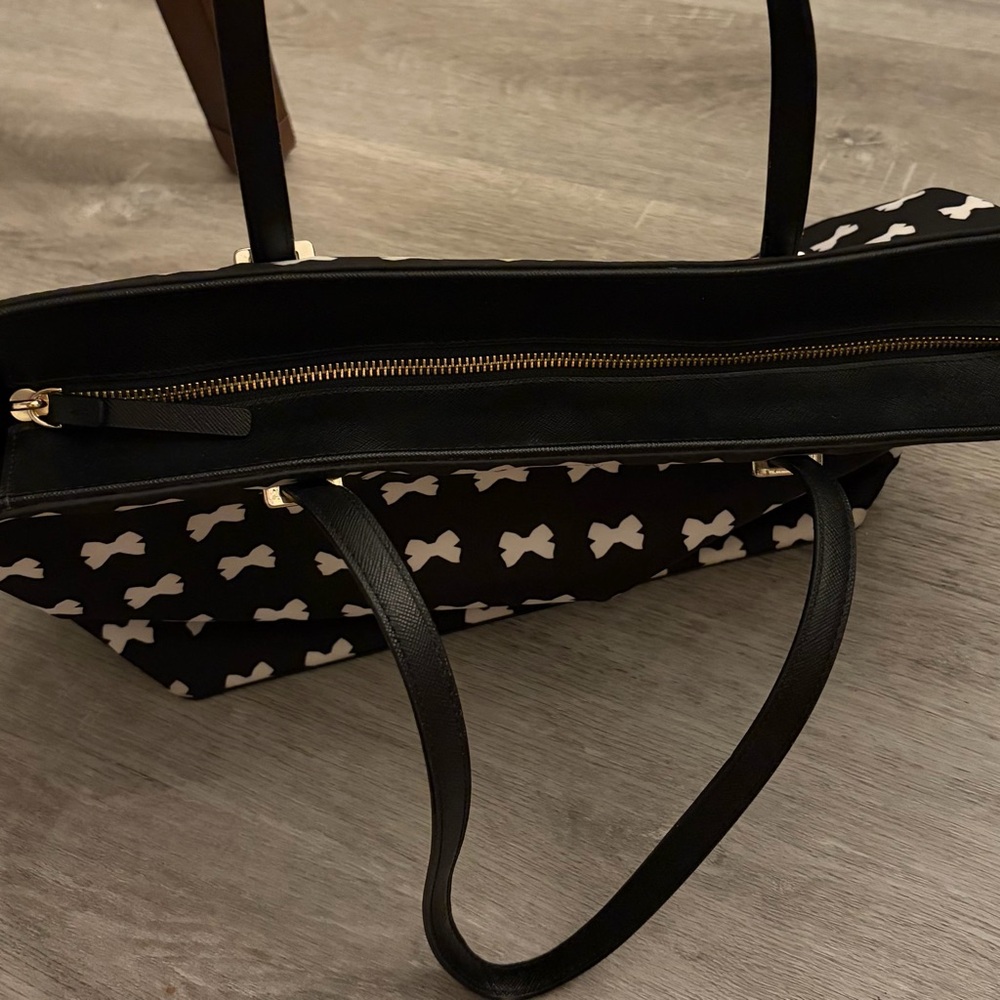 Kate Spade Black Tote with White Bow Pattern - Picture 8 of 8